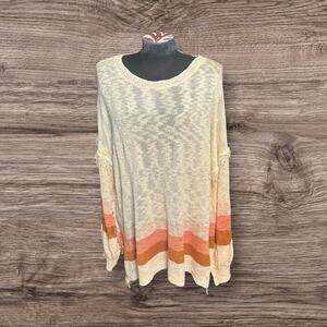 Fantastic Fawn Women's Scoop Neck Fringed Oversized Ombré Sweater Size Small